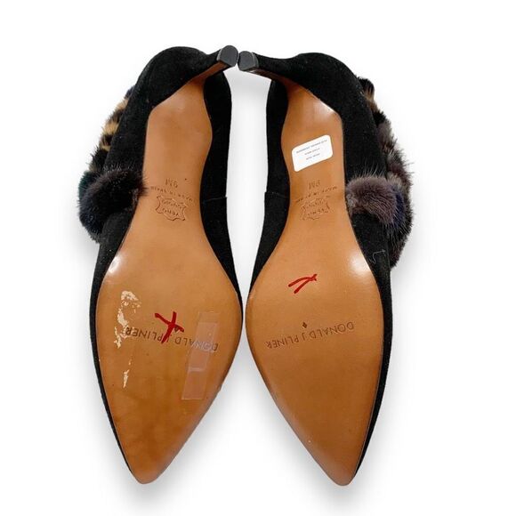 Donald J Pliner Renata Black Suede Multicolor Fur-Trimmed Bootie Women’s Size 9 - Picture 9 of 13